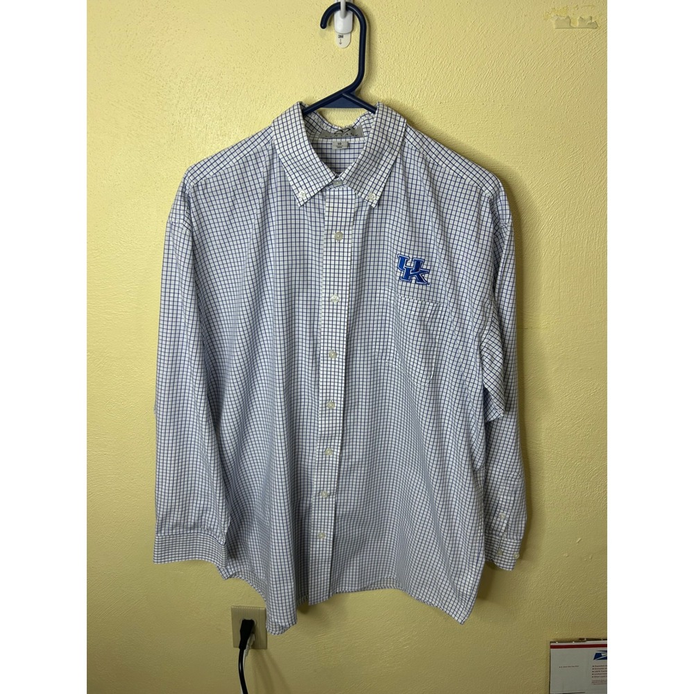 Vantage University of Kentucky UK Wildcats Check Button Down Shirt Mens Large